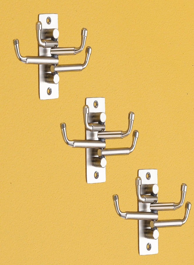 iSTAR Flexible 4 Pin Stainless Steel Hooks Bathroom Cloth Hanger Wall Hook Door Robe Hooks for Hanging Keys,Clothes,Towel Steel Hook (Pack of 3) - Image 1